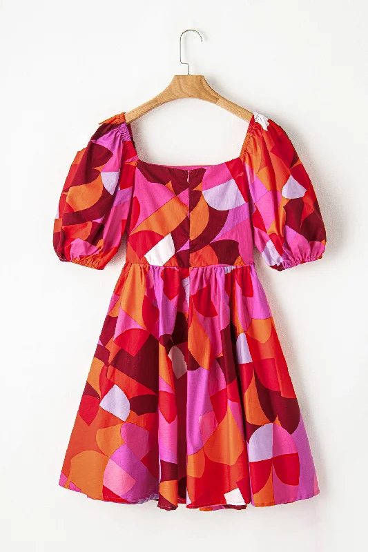 printed-square-neck-puff-sleeve-dress