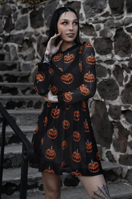 Pumpkin Print Victorian Lace Dress