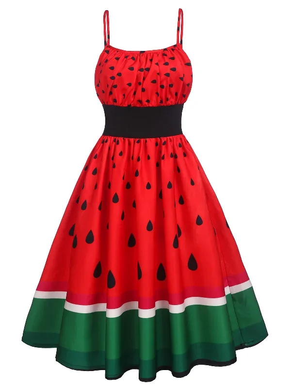 Red 1950s Watermelon Patchwork Dress