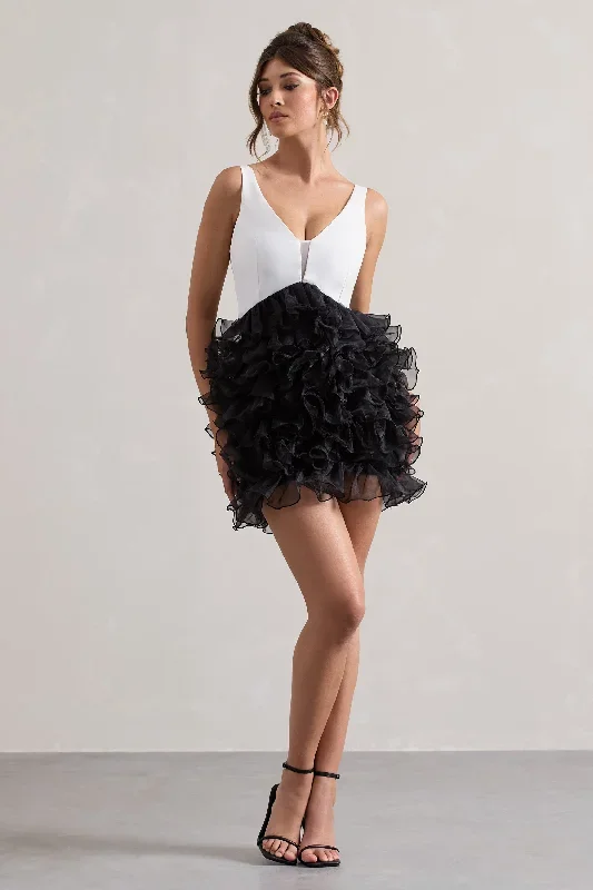 riot-black-white-plunge-neck-mini-dress-with-organza-skirt-cl133324002