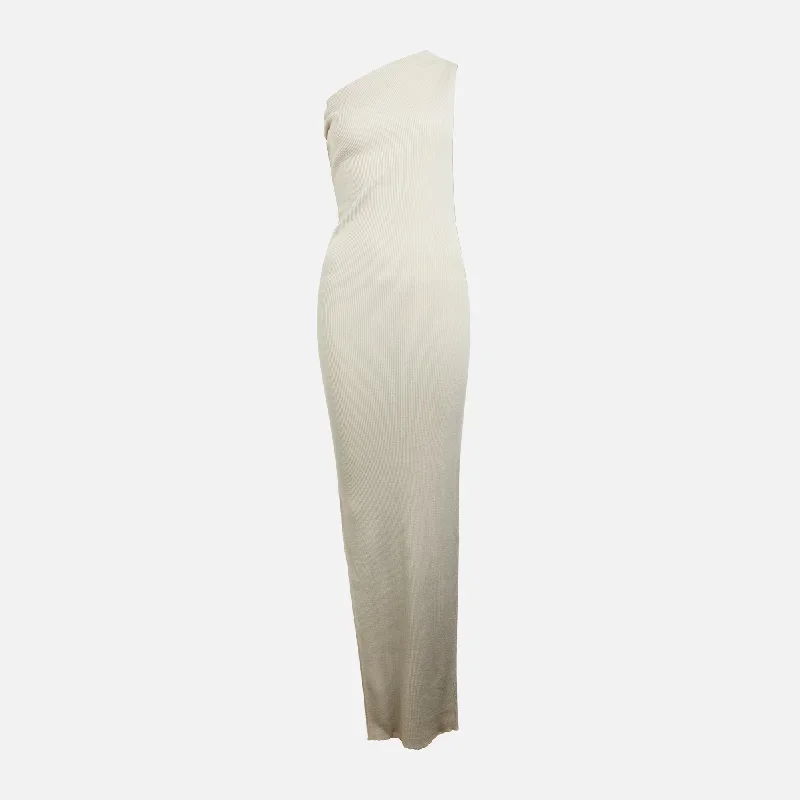 Rick Owens Ribbed One Shoulder Dress - Pearl