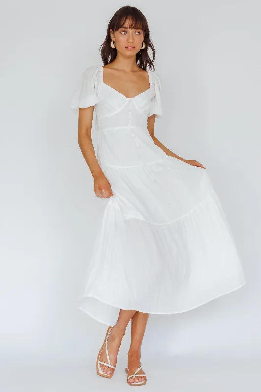 Royce Bow Back Midi Dress White