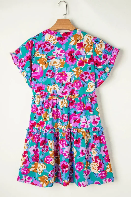 ruffled-printed-notched-short-sleeve-mini-dress