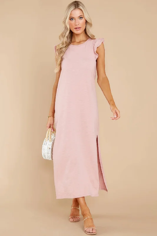 ruffled-slit-round-neck-cap-sleeve-dress