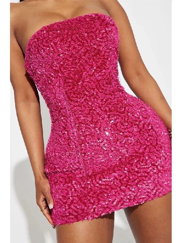 FashionSierra - Sequined Summer Party Clubwear Strapless Off Shoulder Mini Dress