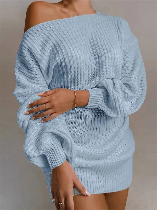 sexy-off-shoulder-solid-color-long-sleeve-sweater-mini-dress