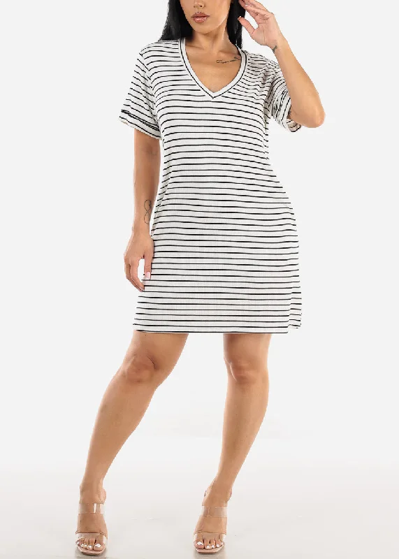 short-sleeve-stripe-mini-t-shirt-dress-white-d7372whtblk