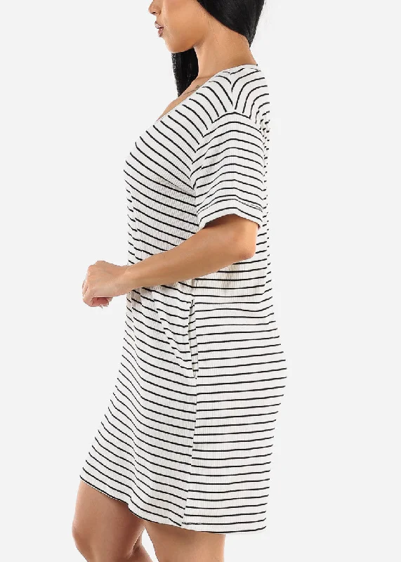 short-sleeve-stripe-mini-t-shirt-dress-white-d7372whtblk