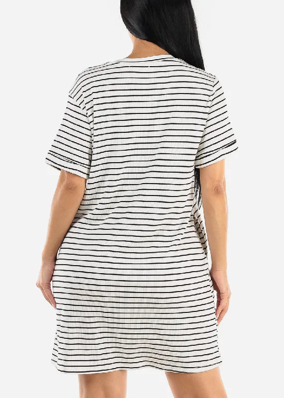 short-sleeve-stripe-mini-t-shirt-dress-white-d7372whtblk