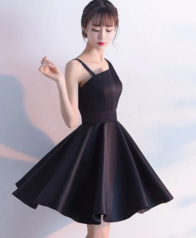 simple-black-satin-short-prom-dress-homecoming-dress