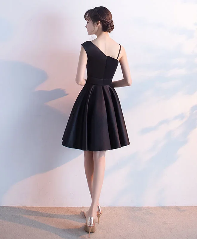 simple-black-satin-short-prom-dress-homecoming-dress