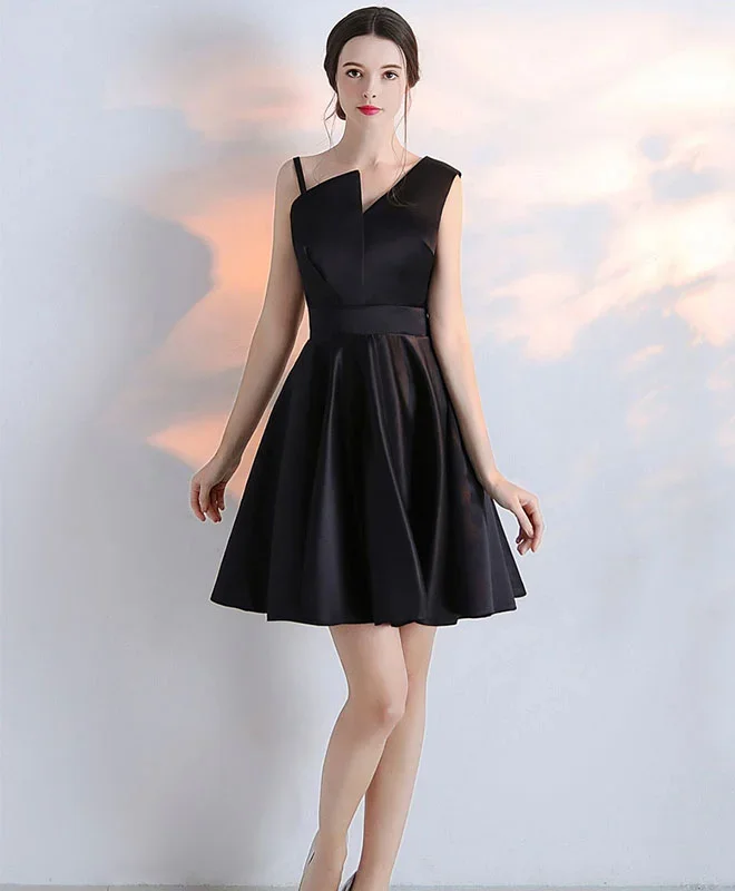 simple-black-satin-short-prom-dress-homecoming-dress