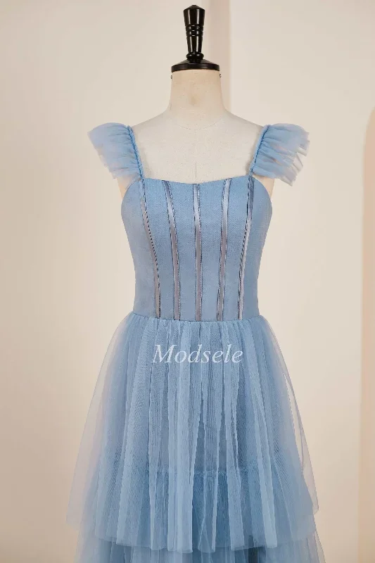 smoky-blue-tiered-a-line-long-prom-dress-with-flutter-sleeves