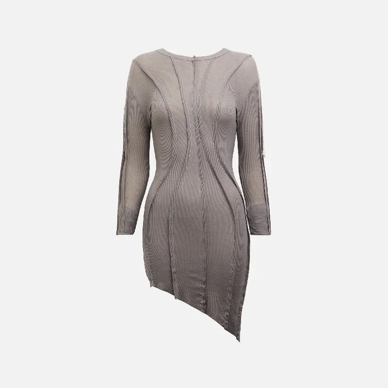 Sami Miro Vintage Asymmetric Long Sleeve Dress - Graphite Grey