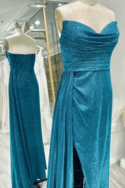 sparkly-ink-blue-strapless-pleated-long-prom-dress-with-slit