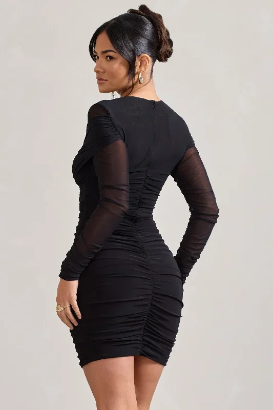 sparks-fly-black-ruched-mesh-long-sleeved-bodycon-mini-dress-cl128825002