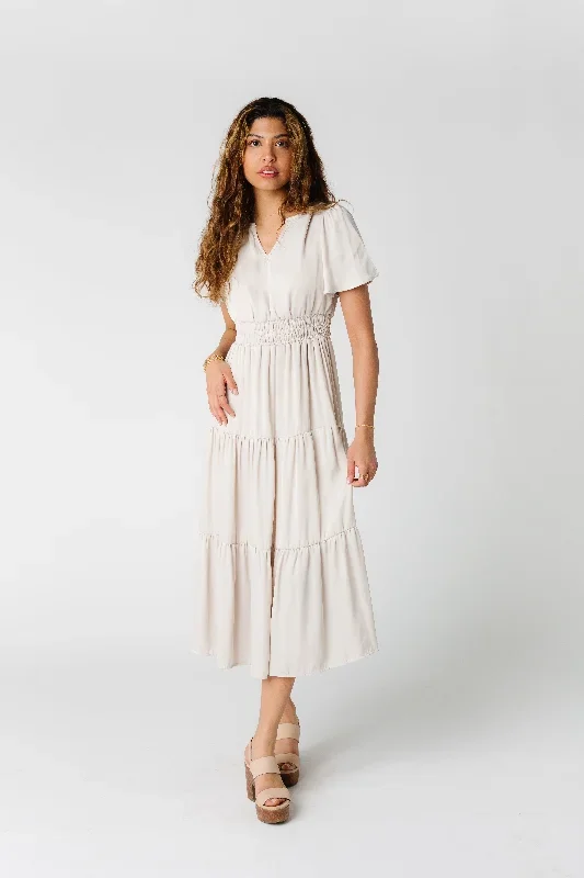 Split Tiered Midi Dress