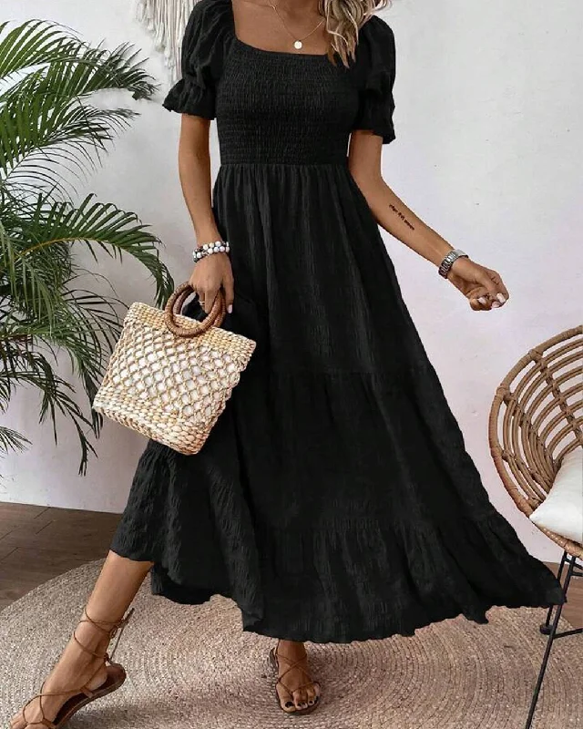 square-neck-puff-sleeve-a-line-puff-sleeve-long-black-dress