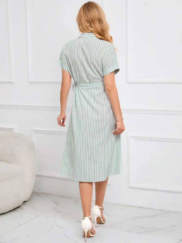 striped-short-sleeve-tie-waist-midi-dress