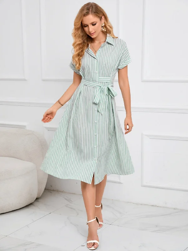 striped-short-sleeve-tie-waist-midi-dress