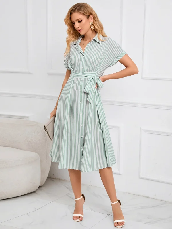 striped-short-sleeve-tie-waist-midi-dress