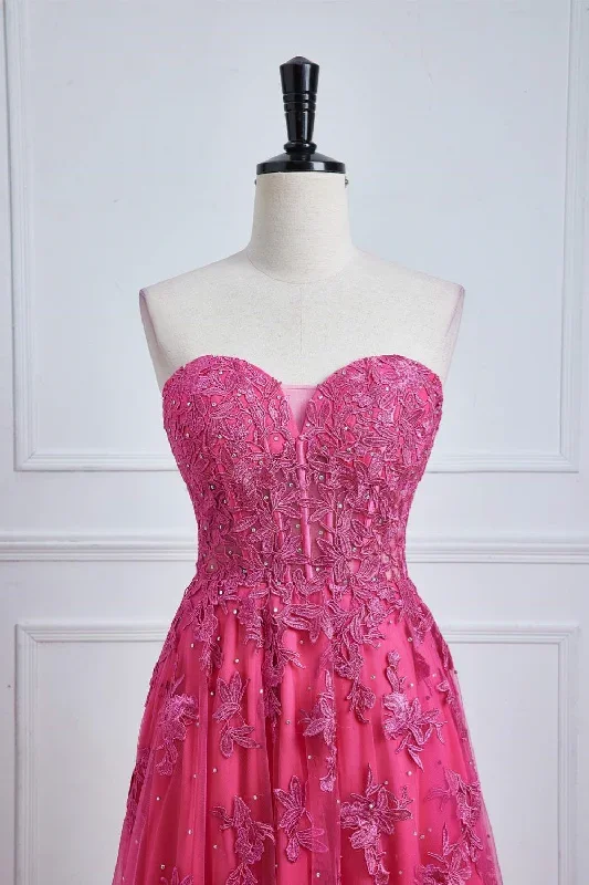 sweetheart-hot-pink-lace-corset-prom-dress-with-slit