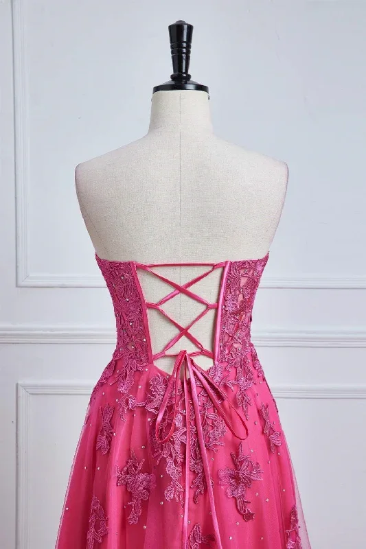 sweetheart-hot-pink-lace-corset-prom-dress-with-slit