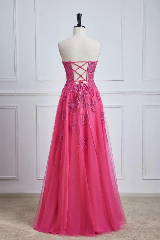 sweetheart-hot-pink-lace-corset-prom-dress-with-slit