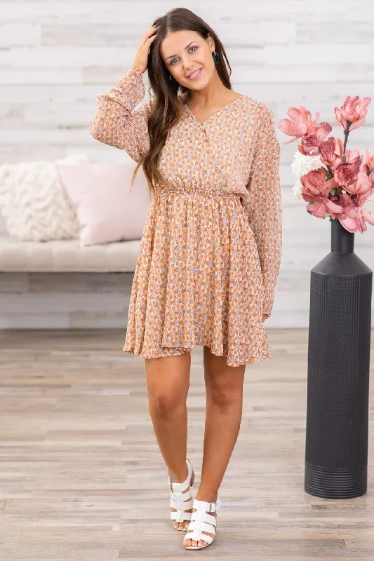 tan-surplice-front-floral-long-sleeve-dress