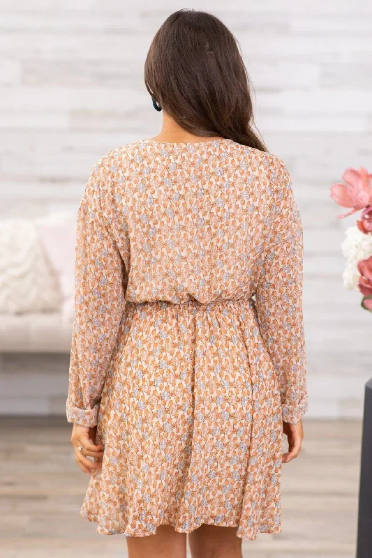 tan-surplice-front-floral-long-sleeve-dress