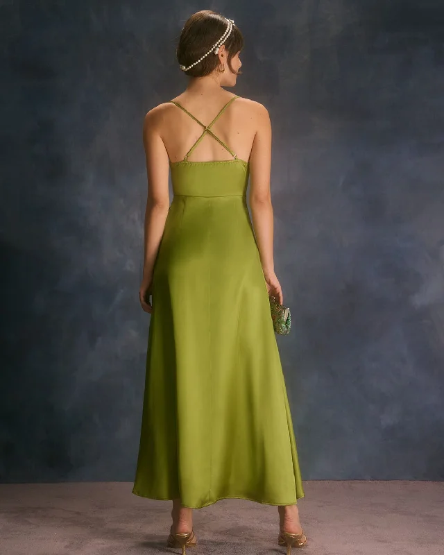 the-green-cowl-neck-split-satin-maxi-dress