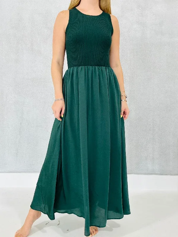 The Stages Midi Dress - Dk Green