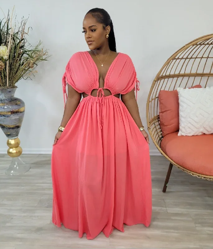 Tia Sensational Maxi Dress (Coral)