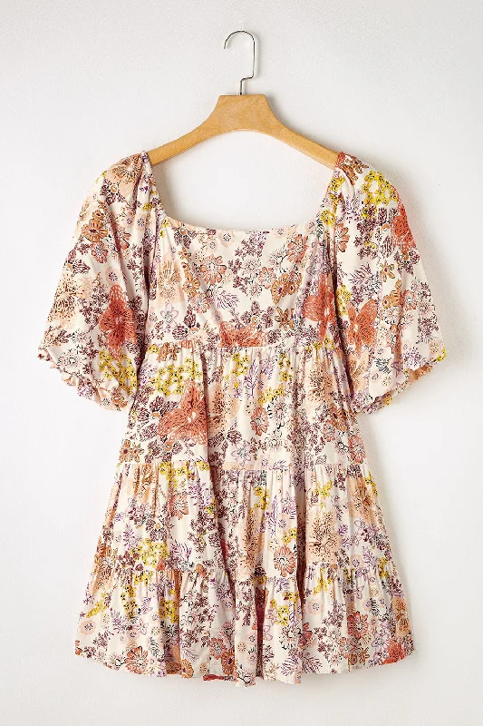 tied-printed-half-sleeve-mini-dress