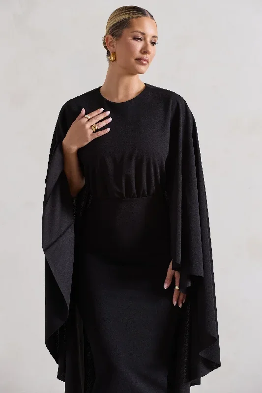 tranquility-black-gathered-midi-dress-with-cape-cl131009002