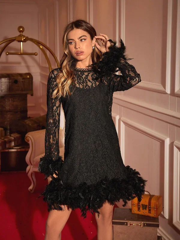 ulysses-feather-trimmed-lace-dress