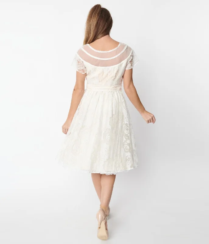 unique-vintage-white-burnout-rose-flare-dress