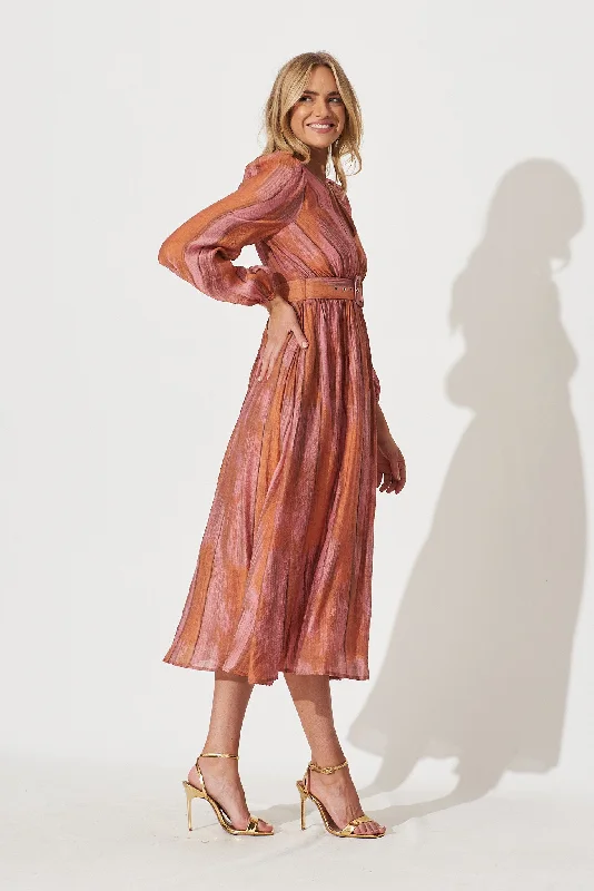 vichy-midi-dress-in-pink-with-rust-print