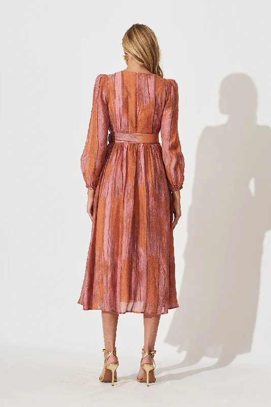 vichy-midi-dress-in-pink-with-rust-print