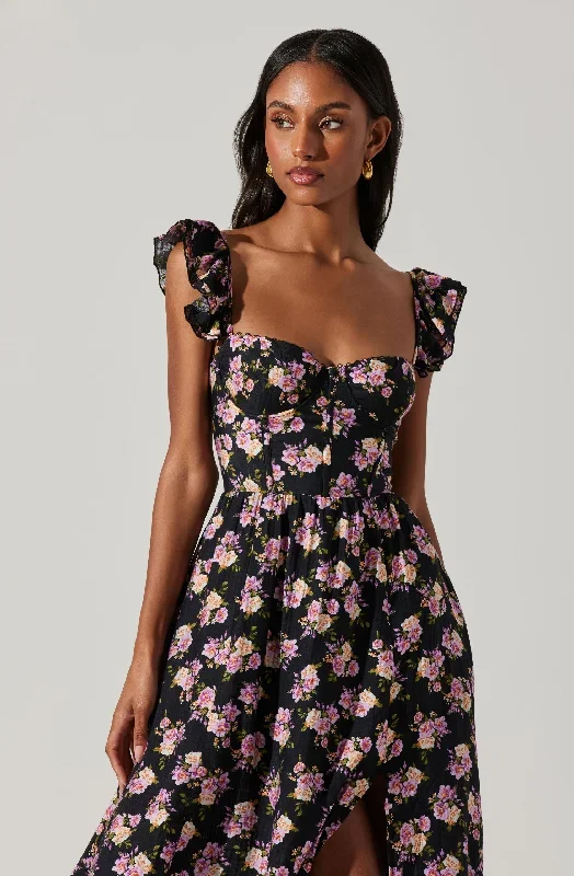 Black purple floral