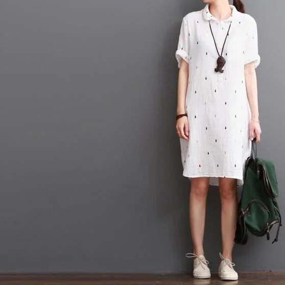 white-cotton-dresses-summer-half-sleeve-shirt-dress-sundress