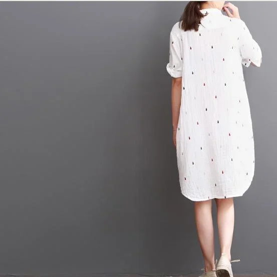 white-cotton-dresses-summer-half-sleeve-shirt-dress-sundress