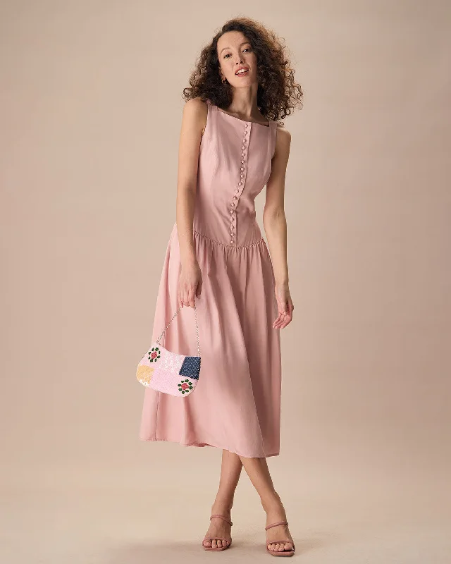 womens-pink-boat-neck-sleeveless-lyocell-midi-dress