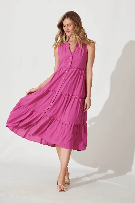 Wonderwall Midi Dress In Magenta