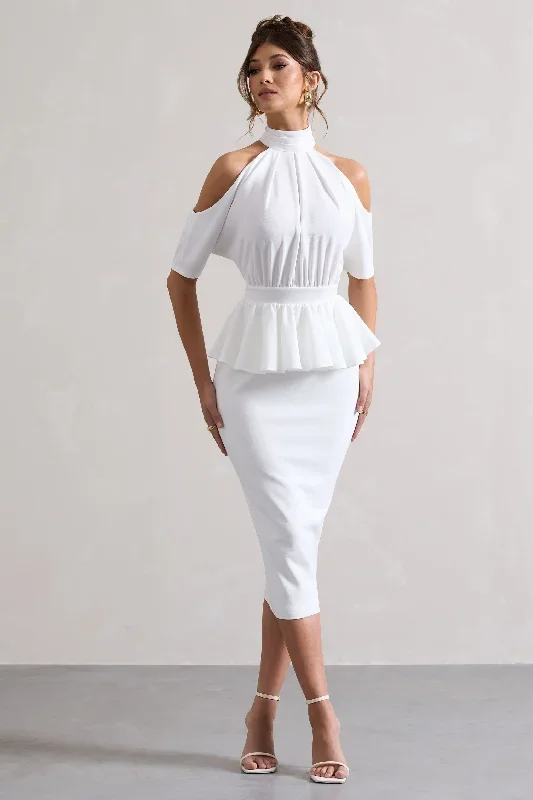 yves-white-high-neck-cut-out-midi-dress-with-peplum-waist-cl132371005