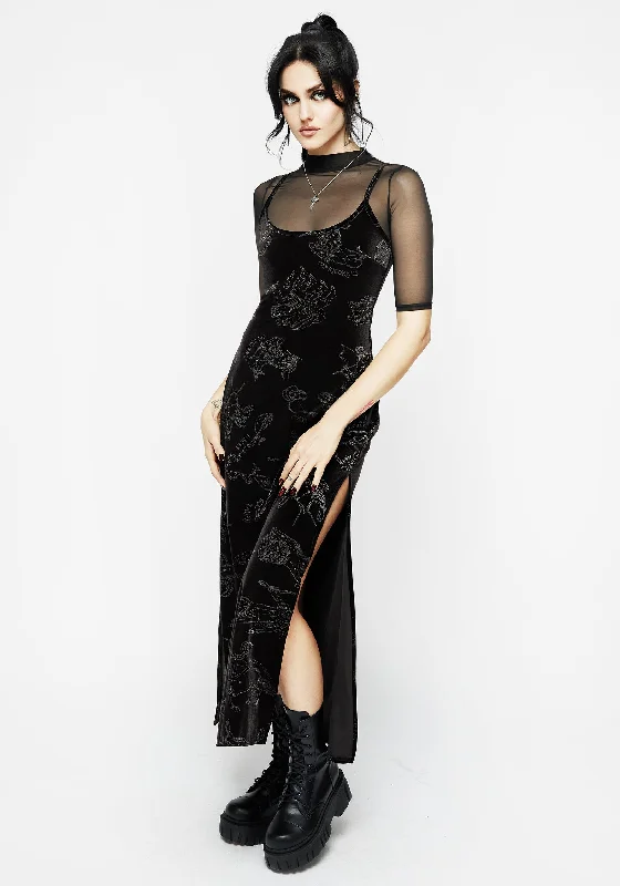 zodiac-foil-print-velour-slip-gown